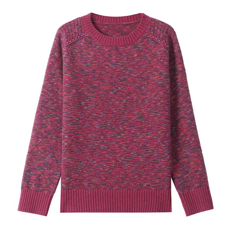 Осень Зима С Круглым Вырезом Свободный Повседневный Лоскутный Свитер Женский Тренд Мода Все-сочетаемый Вязаный Пуловер Топ