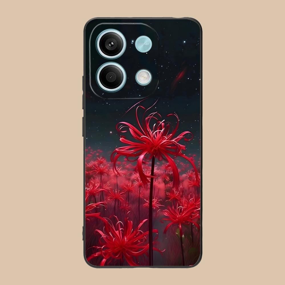 Крутой красный лилейник-паук Чехол-бампер для мобильного телефона Xiaomi Redmi Note 13 12 11 10 9 8 7 6 S A Pro Lite Plus 5G Черный