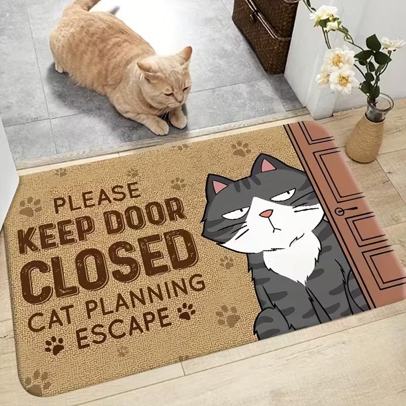 Cartoon Cat Floor Mat Entrance Entrance Crystal Velvet Dirt-resistant and Wear-resistant Foot Mat Floor Mat