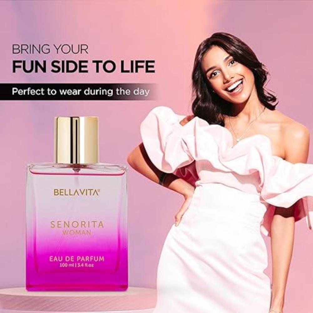 BELLAVITA SENORITA Woman EDP – Стойкие цветочные и фруктовые женские духи премиум-класса, юдзу, лотос, магнолия, мускус | Идеально подходит для дневных мероприятий, 100 мл