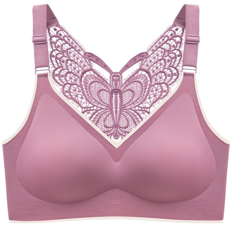 Бюстгальтеры для женщин, бесшовный бюстгальтер больших размеров, женский бюстгальтер пуш-ап из латекса с жилетом с подушечками, сексуальный бюстгальтер с бабочкой и красивой спинкой, женский бюстгальтер