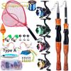 SOUGAYILANG Portable 1m/1.6m Fishing Rod Reel Combo Telescopic Fishing Pole Spinning Fishing Reel Baits Hooks Line Pole Full Set Fishing Gear