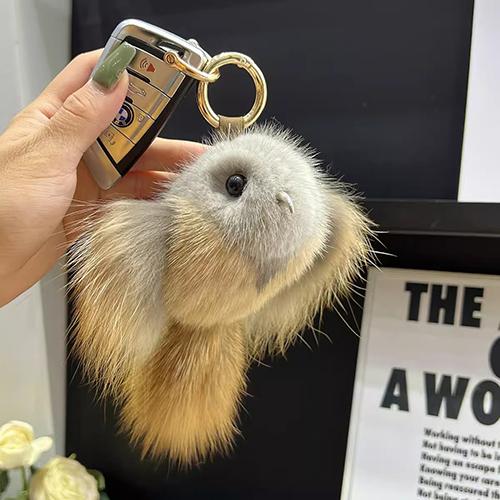 Брелок из меха норки для мужчин, подвеска в виде птицы Благовещения, брелок для сумки, украшение для ключей, игрушки из натурального меха, помпон, безделушка, подарки для женщин