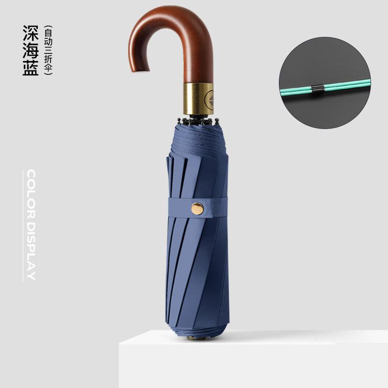 Новый 10-спицевый автоматический зонт от солнца с цветным клеем, автоматическая деревянная изогнутая ручка, можно распылять зонт