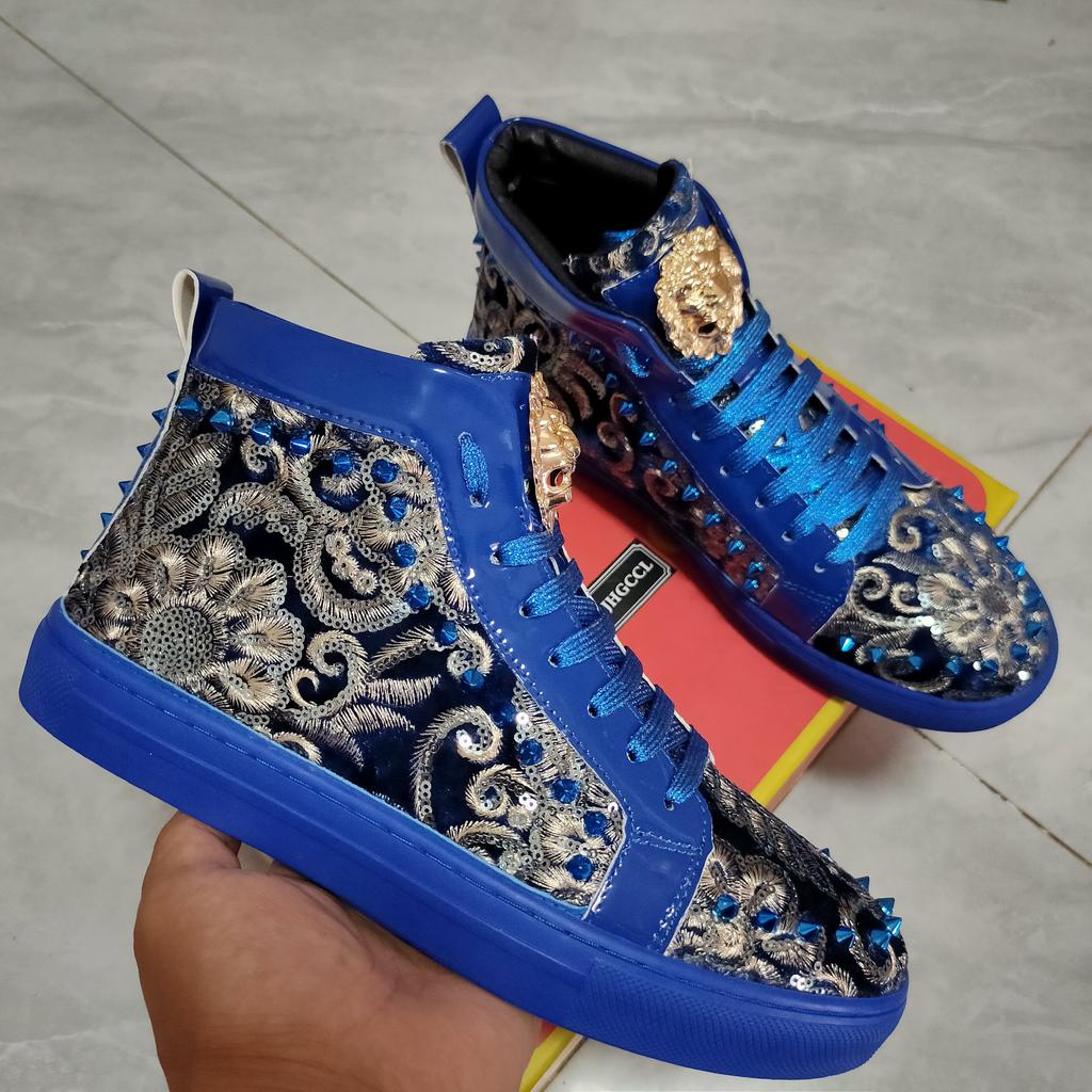 Модная мужская мода повседневные короткие ботильоны Весна и осень заклепки роскошная обувь с высоким верхом A7