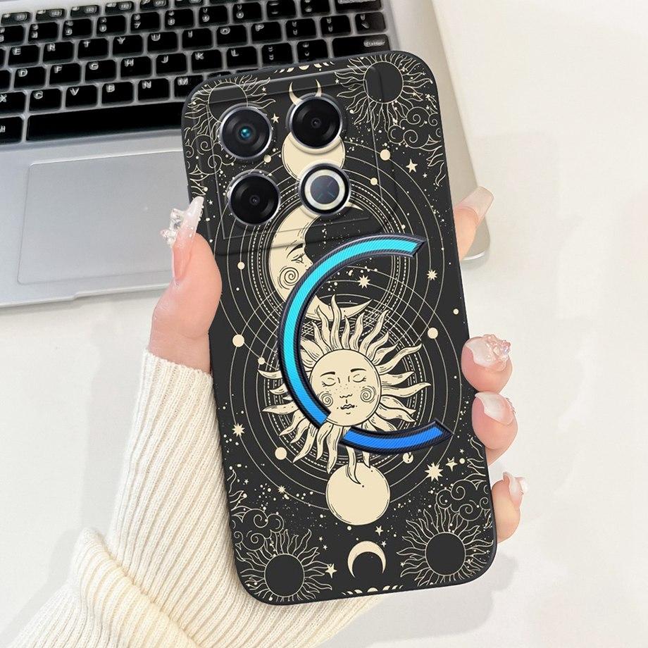 Мягкий силиконовый ТПУ матовый чехол Funda для Infinix GT 20 Pro / Infinix X6871 GT20Pro, задняя крышка, Астронавт, Лунная ночь, Расписной