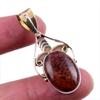 Натуральный обсидиан махагони драгоценный камень 925 проба цельное серебро двухцветная подвеска 1,5" H8c68