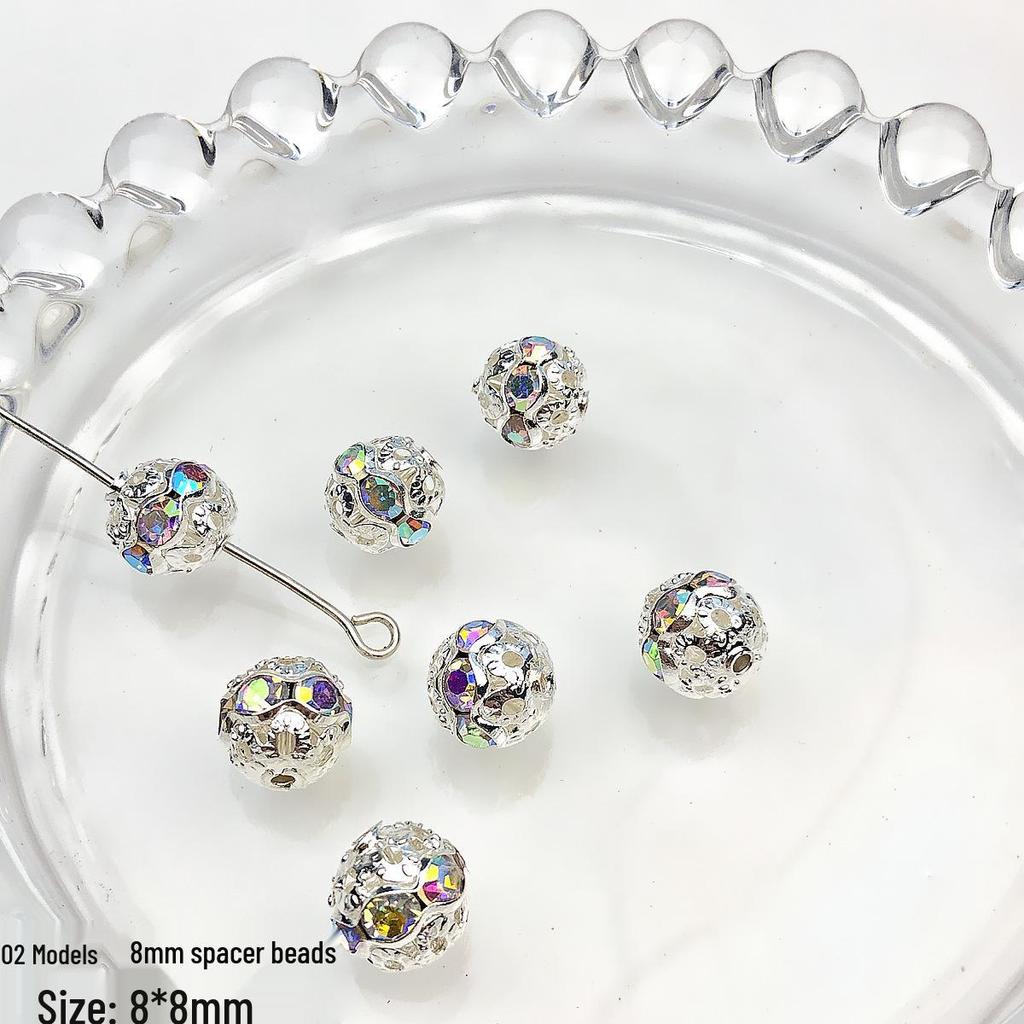 10 шт. полых бусин-разделителей со стразами для изготовления украшений своими руками