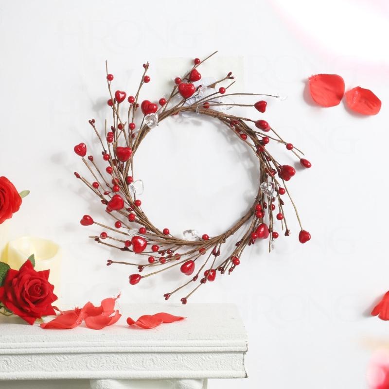 Artificial Heart Berries Wreath For Valentines's Day Decoration Decorative Garland Wedding Window Table Centerpieces