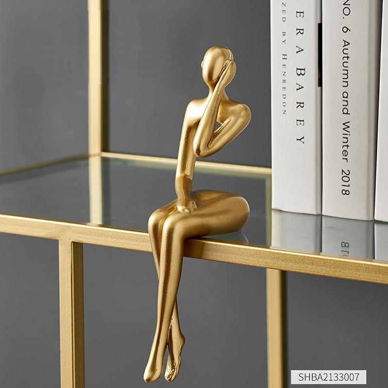 Украшение дома, украшение для книжной полки, аксессуары, абстрактная статуя из смолы, золотые миниатюры, современные