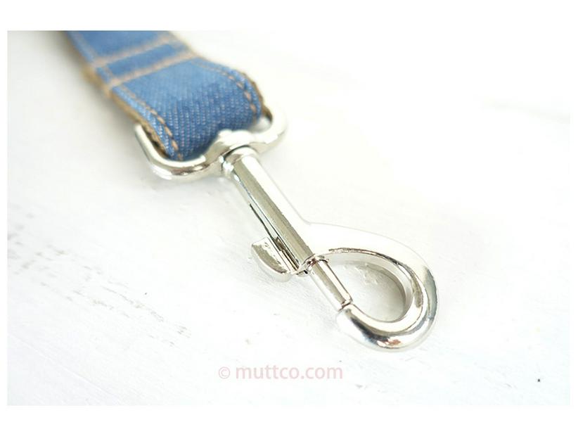 Custom Brown Denim Dog Leash and Collar Set