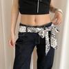 Retro Paisley Silk Scarf - Women's Waist Belt & Jeans Accessory, Long Leather Design
