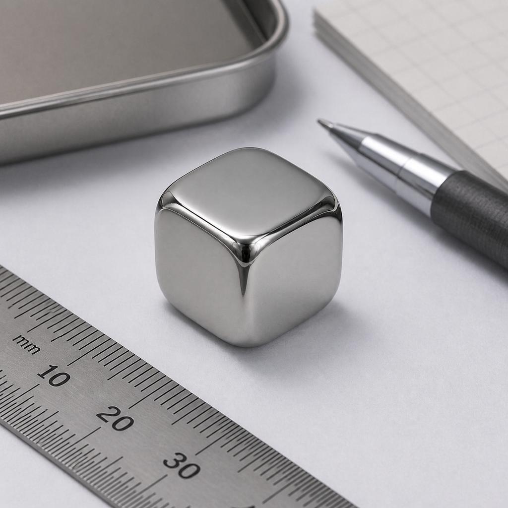 Mirror Finish Stainless Steel Six-Sided Dice Blanks in 16 mm and 20 mm Sizes