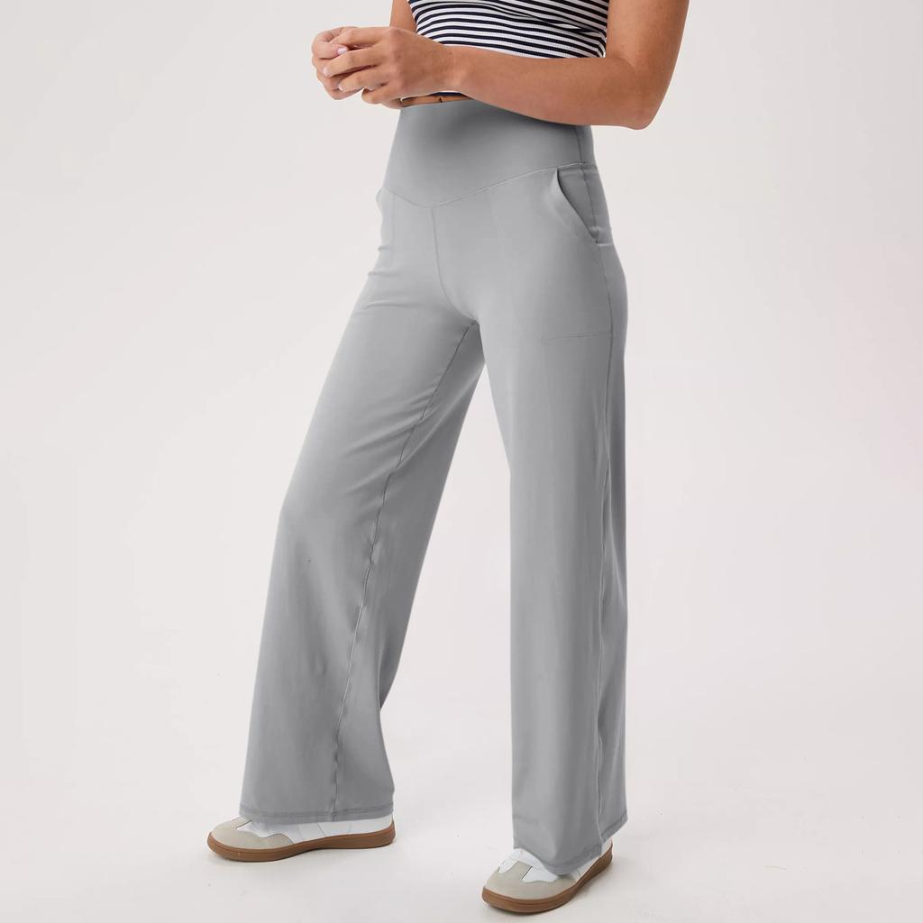 Широкие брюки для женщин, брюки для йоги, спортивные штаны с высокой талией и карманами, эластичные брюки, удобные спортивные спортивные штаны для тренировок