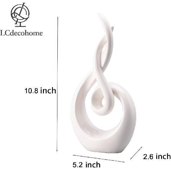 Современное абстрактное искусство Настольное украшение - Керамическая статуэтка Современные белые украшения для гостиной Отличная идея для подарка Декор для дома 5 * 2,5 * 10,5 дюйма Подарочная коробка