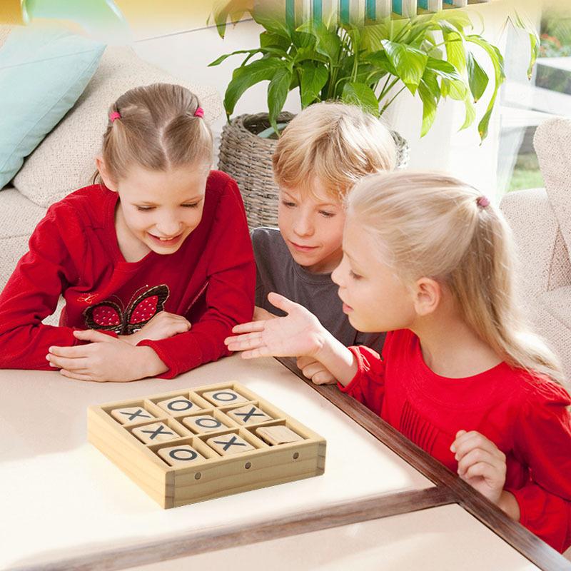 Wooden Three-dimensional XO Tic-tac-toe Double Play Logic Enlightenment Hand-eye Coordination Puzzle Enlightenment Game Early Education Toy