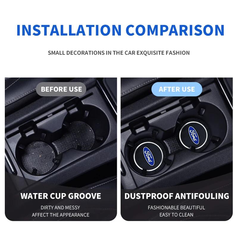 New Anti Slip Mat Car Coaster Durable Car Cup Holder Coaster Dust-proof Protection For Ford Fiesta Mondeo Fusion Explorer Escape