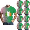 St. Patrick's Adult Green Crew-neck Short-sleeved Printed Green Three-leaf T-shirt