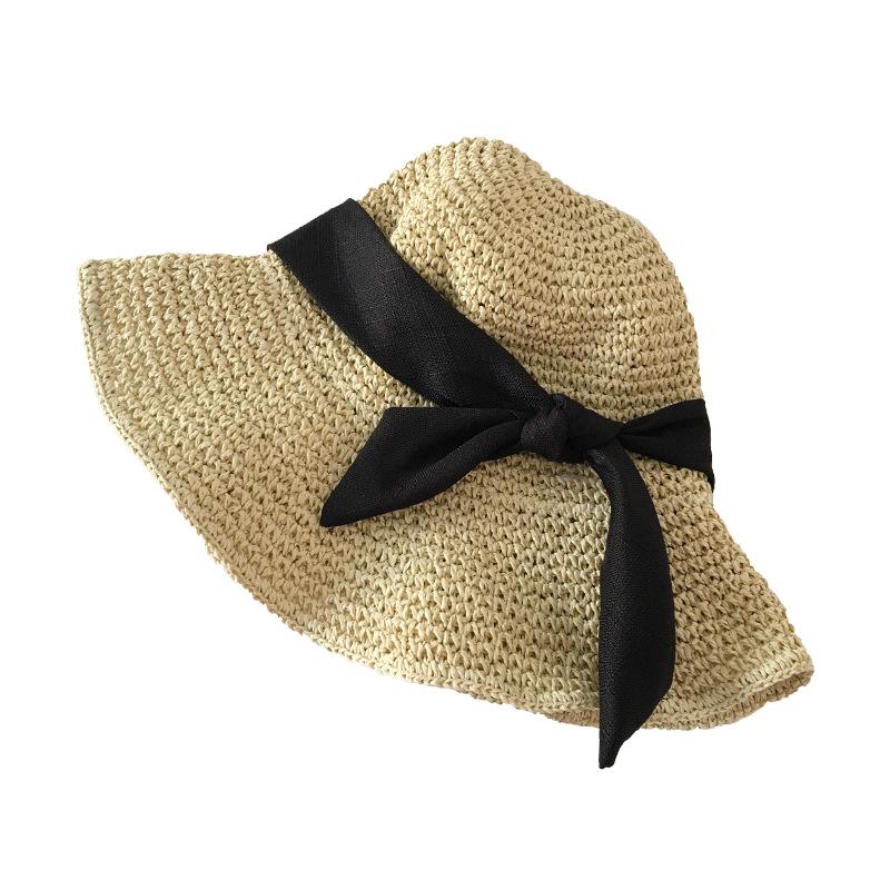 Соломенная шляпа ручной работы с бантом, женская летняя, маленькая, свежая, солнцезащитная шляпа для рыбалки, для путешествий, многофункциональная, солнцезащитная, для отпуска