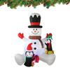 Надувной Рождественский Снеговик Сидящий 7 футов Водонепроницаемый Декор с Ночным Освещением и 2 Пингвинами Встроенные Вращающиеся RGB Светодиодные Огни