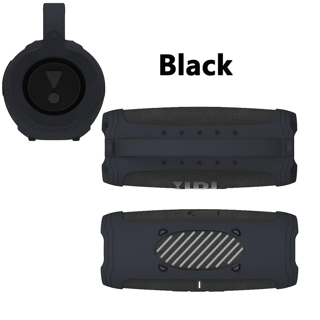 JCHPINE Силиконовый чехол для портативной Bluetooth-колонки JBL Charge 5, Защитный силиконовый чехол для аксессуаров для колонки JBL Charge 5 (Черный чехол)