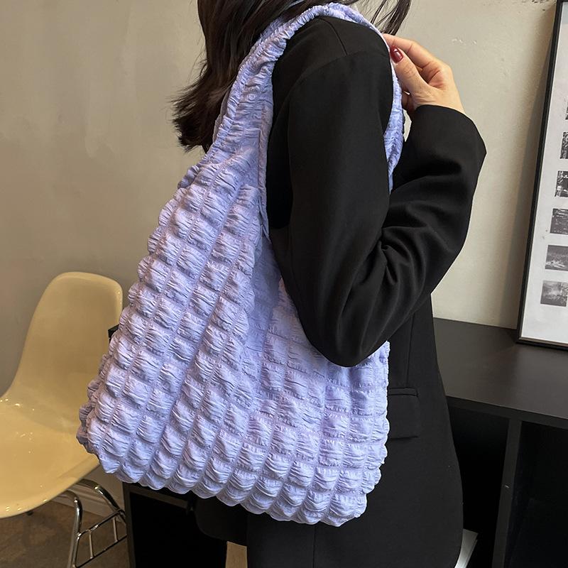 Сумка-облако для девочек Heart Folds Puff, женская, студенческая, через плечо, подмышечная сумка, большая вместимость, простая сумка