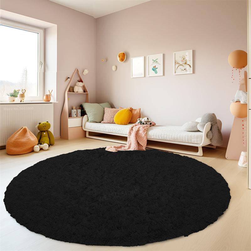 Plush Round Carpet Fluffy Soft Shaggy Rug For Bedroom Chair Mat Bathroom Mat Cute Girl Room Beside Mat 23 Colors Home Decoration