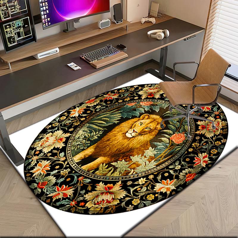 1pc Medieval leopards, tigers, and lions Carpet Rug for Living Room Bedroom Home Sofa Decoration,Kids play Non-slip Floor Mat