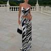 Spring And Summer Sexy Pants Set Zebra Print Suspenders Loose Pants Two-piece Set Elegant And Comfortable