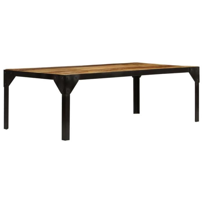 VidaXL Table basse Bois massif de manguier brut et acier 110 cm