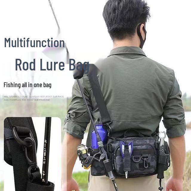Multifunctional Waterproof Fishing Bag: Waist Pack, Shoulder Backpack, Crossbody, Rod Holder, Tackle Storage
