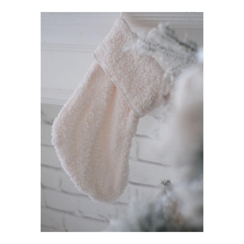 Новогодний плюшевый носок для камина Носок большого размера Teddy White