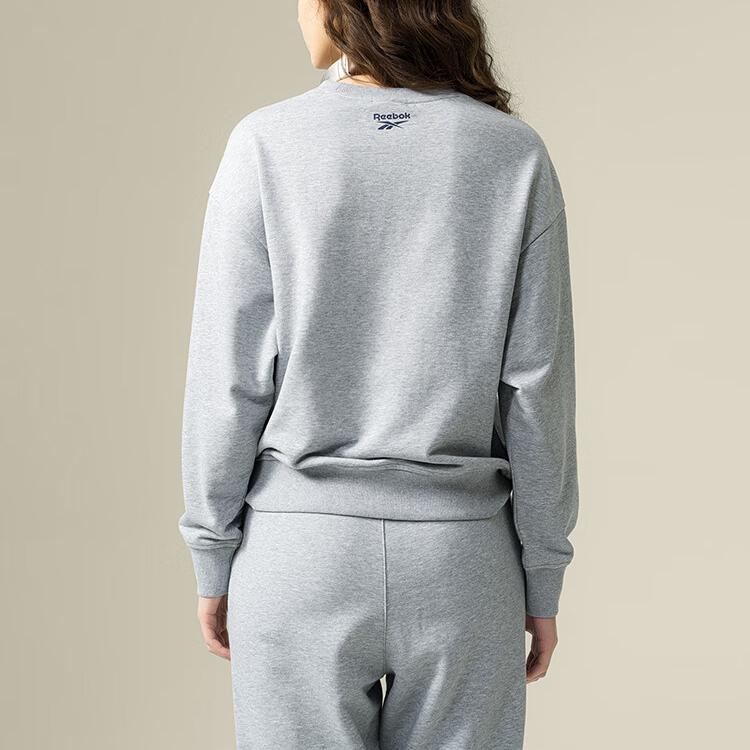 Reebok Круглый вырез свитер с буквенным принтом дышащая толстовка с длинным рукавом женская толстовка светло-серая 24FRM306WGG3