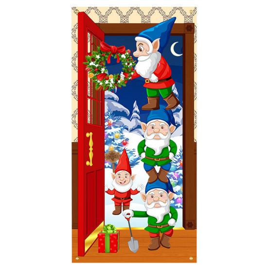 Рождественский занавес, баннер, многоразовый, легко повесить, праздничный дверной чехол для украшения дома, фотосъемка