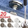10Pcs Metal Jeans Buttons 17mm Replacement No-Sewing Screw Button Repair Kit Nailless Removable Jean Buckles Clothing Pants Pins