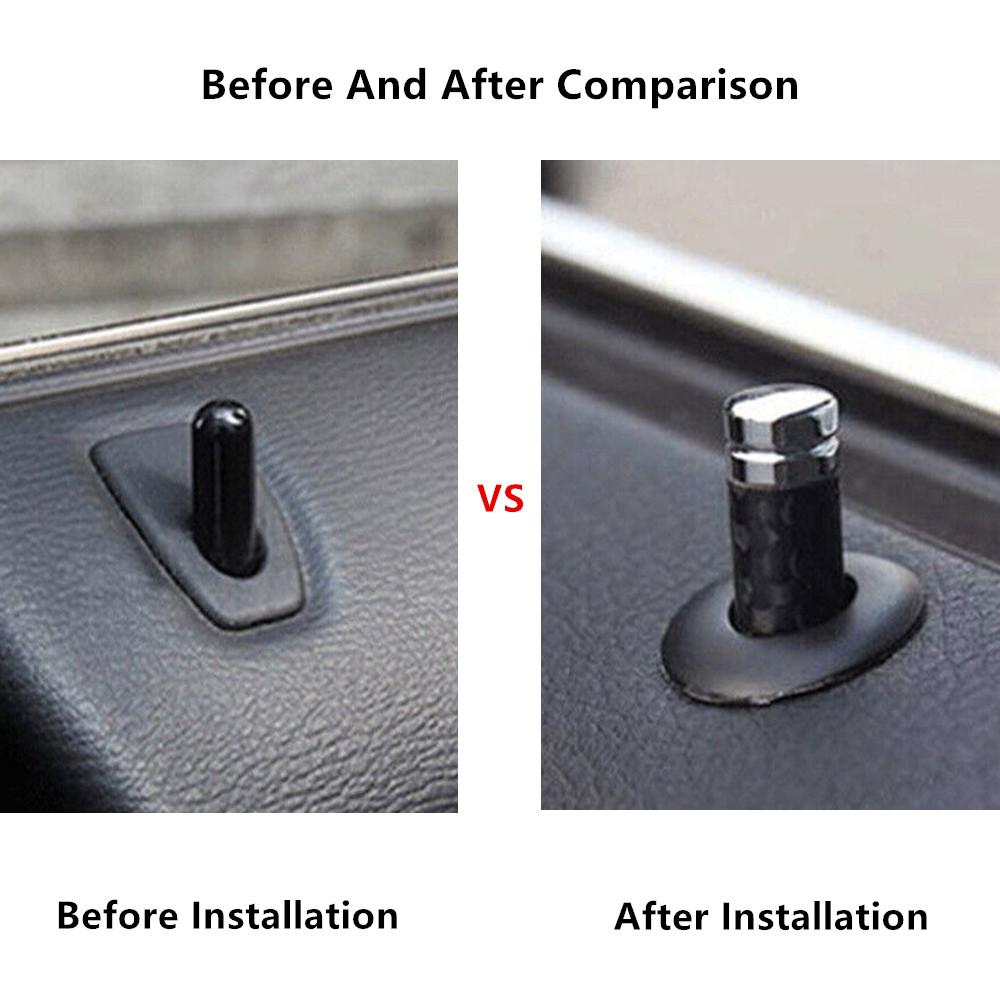 4Pcs For BMW Benz Carbon Fiber Auto Interior Door Lock Pins Knob 35mmx8mm New