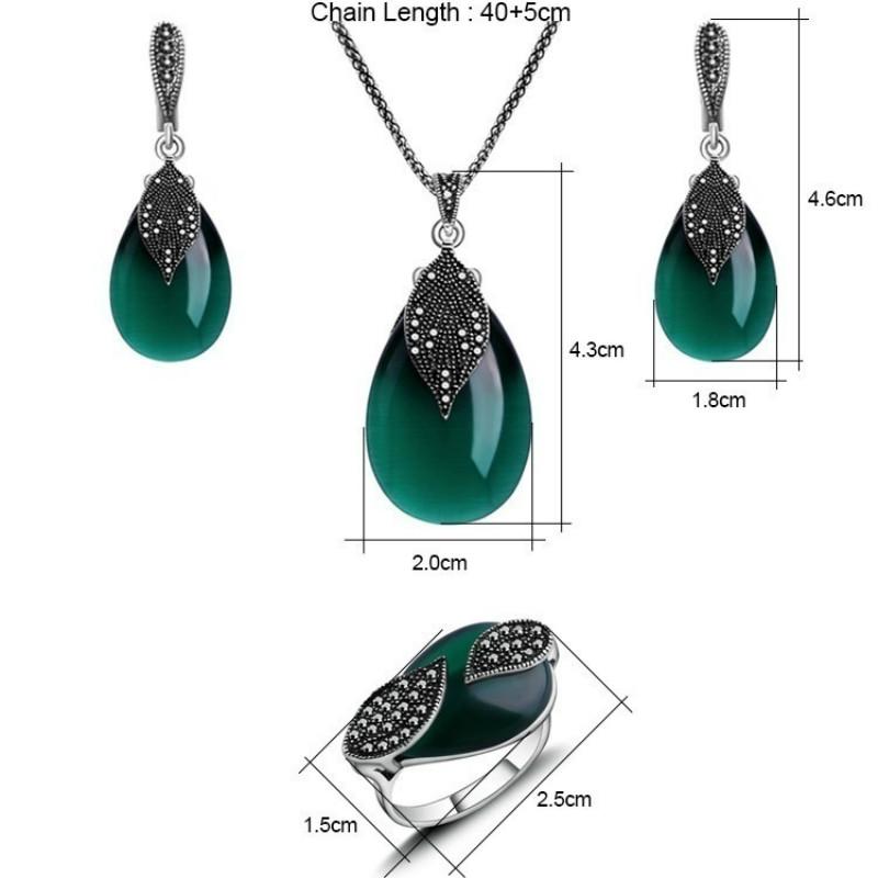 Старинные Женские Ювелирные Изделия Комплект Ожерелье Серьги Кольца Набор Листьев Капли Воды Ожерелье Серьги Набор Ожерелье Серьги Кольцо Ювелирные Наборы Женские Ювелирные Наборы