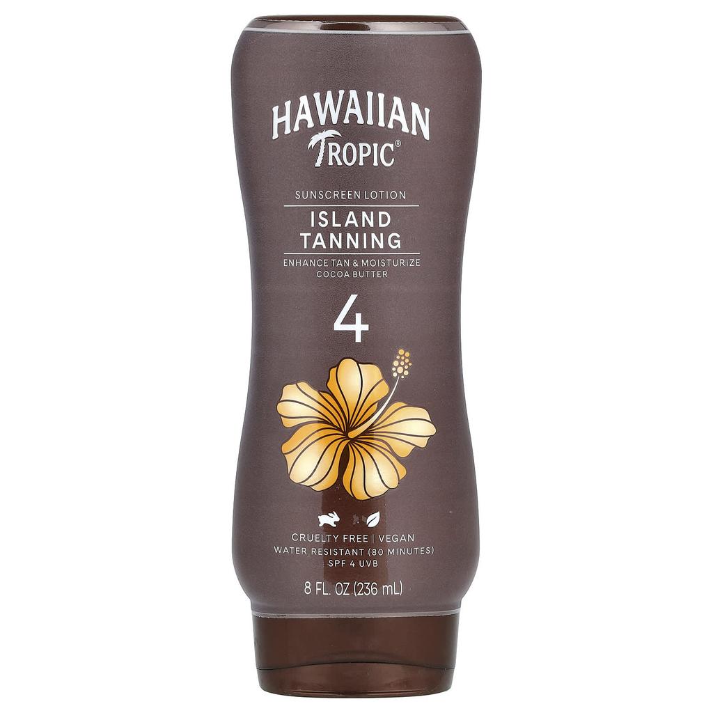Hawaiian Tropic Island Tanning, Sunscreen, Cocoa Butter, SPF 4, 8 Fl Oz (236 Ml)