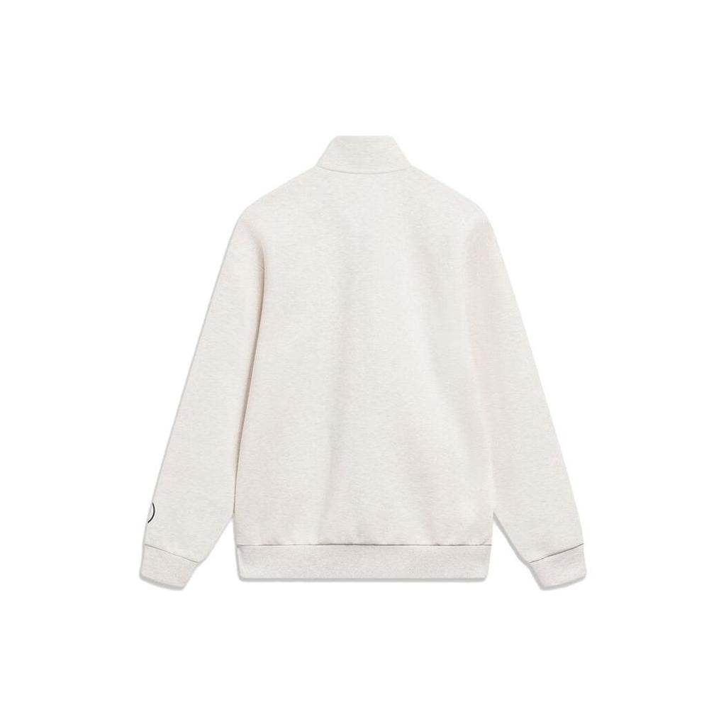 Li Ning Wade Series Solid Color Logo Reflective Zip-Up Stand Collar Sweatshirt Men Sweatshirt Flower-Gray Tile-Gray AWDT151-6