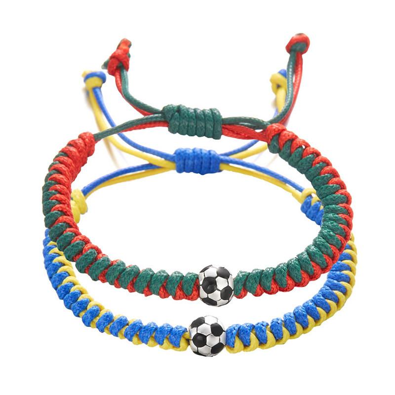 Color Blocking Handmade Adjustable Woven Cord Bracelets With Resin Beads For Womens Gift