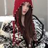 Цветочная вязаная шапка-бини для женщин с защитой ушей и уютным теплом для осенне-зимнего сезона