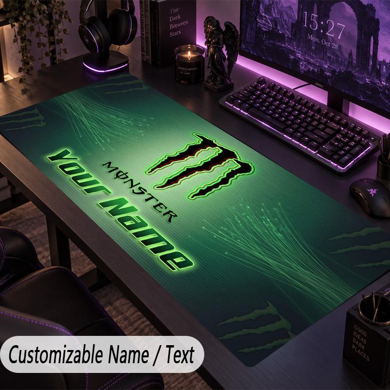 Large Mouse PadMonster Energy Custom Name Text Personalized Desk Mat Non Slip Gaming Pad
