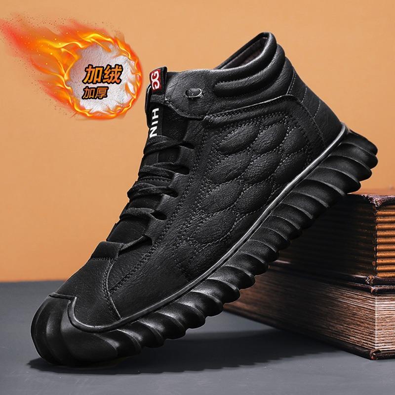 Теплая меховая зимняя мужская обувь для мужчин, платформа, кожаные ботильоны, модная новинка, лаконичная повседневная рабочая обувь, обувь высокого качества