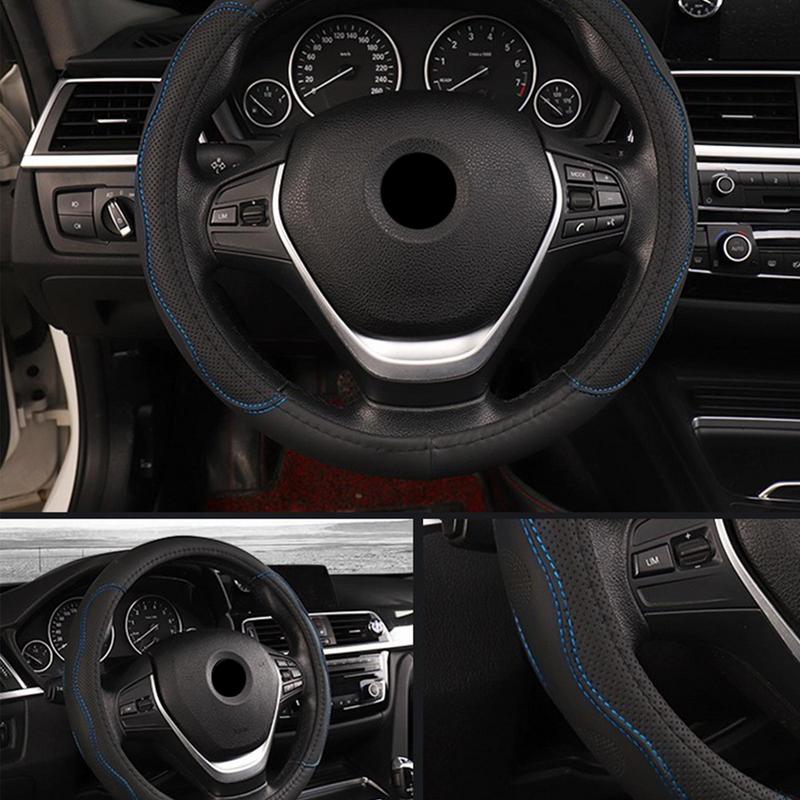 Нескользящий кожаный чехол 37-38 см, декоративный чехол на руль автомобиля, протектор рулевого колеса автомобиля
