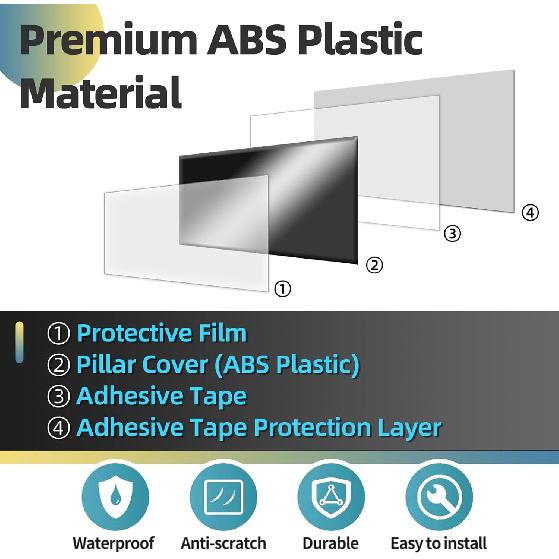 6pcs Glossy Black Exterior Door Window Pillar Posts Molding Cover Panel Trim Stickers Side Door Window Cover Trim Kits for Honda Civic 11th Gen