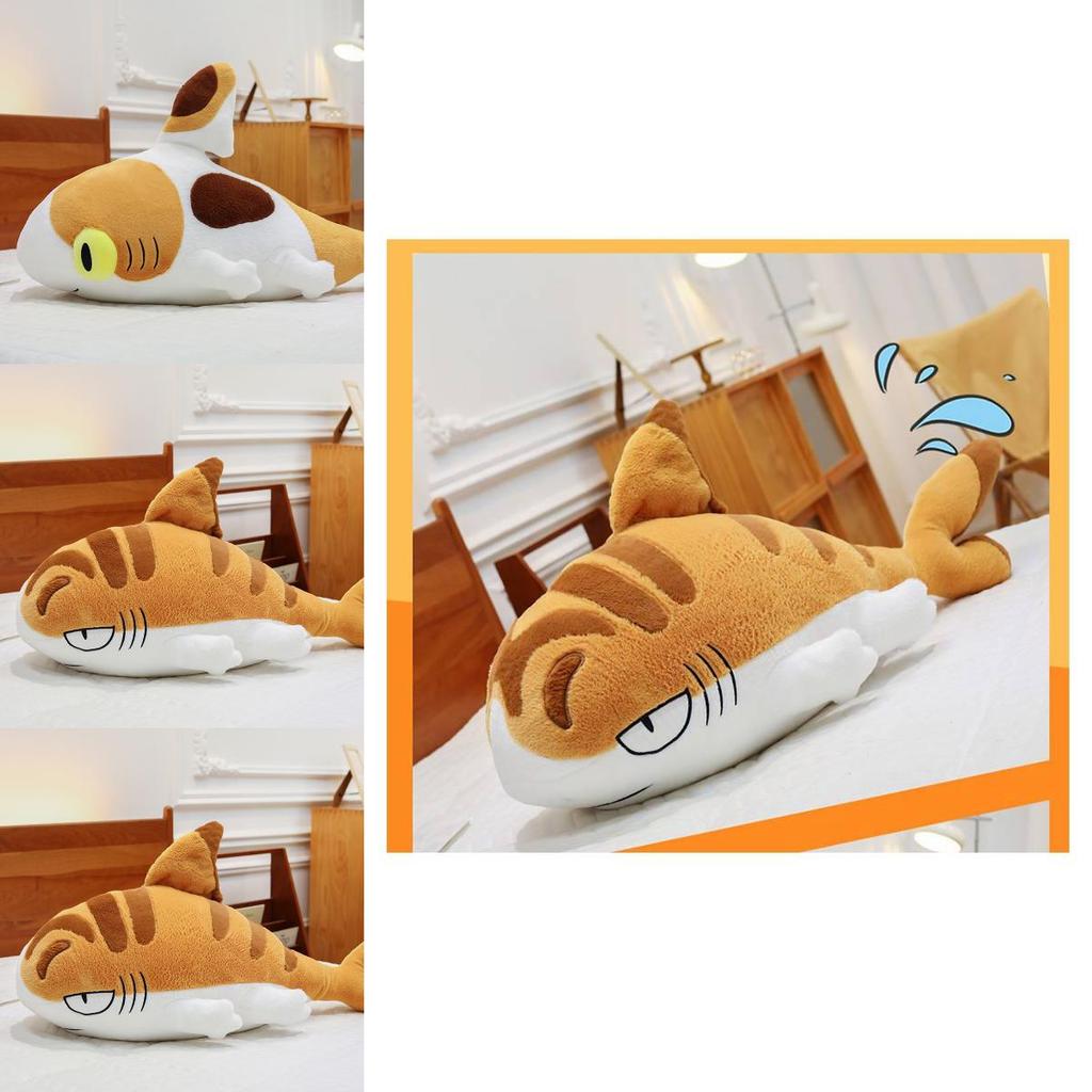 Huggable Shark Cat Plush Doll Cozy Pillow Perfect For Bedside Companion Sleep