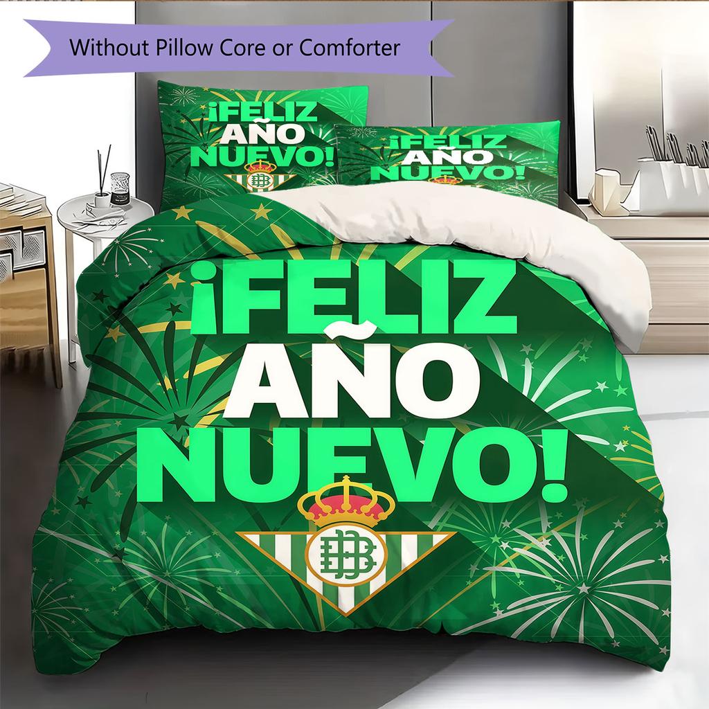 Real Betis Balompié Bedding Quilt Set Quilt Cover Pillowcase Home Decoration Birthday Gift (1 * duvet cover + 2 * pillowcase, without core)