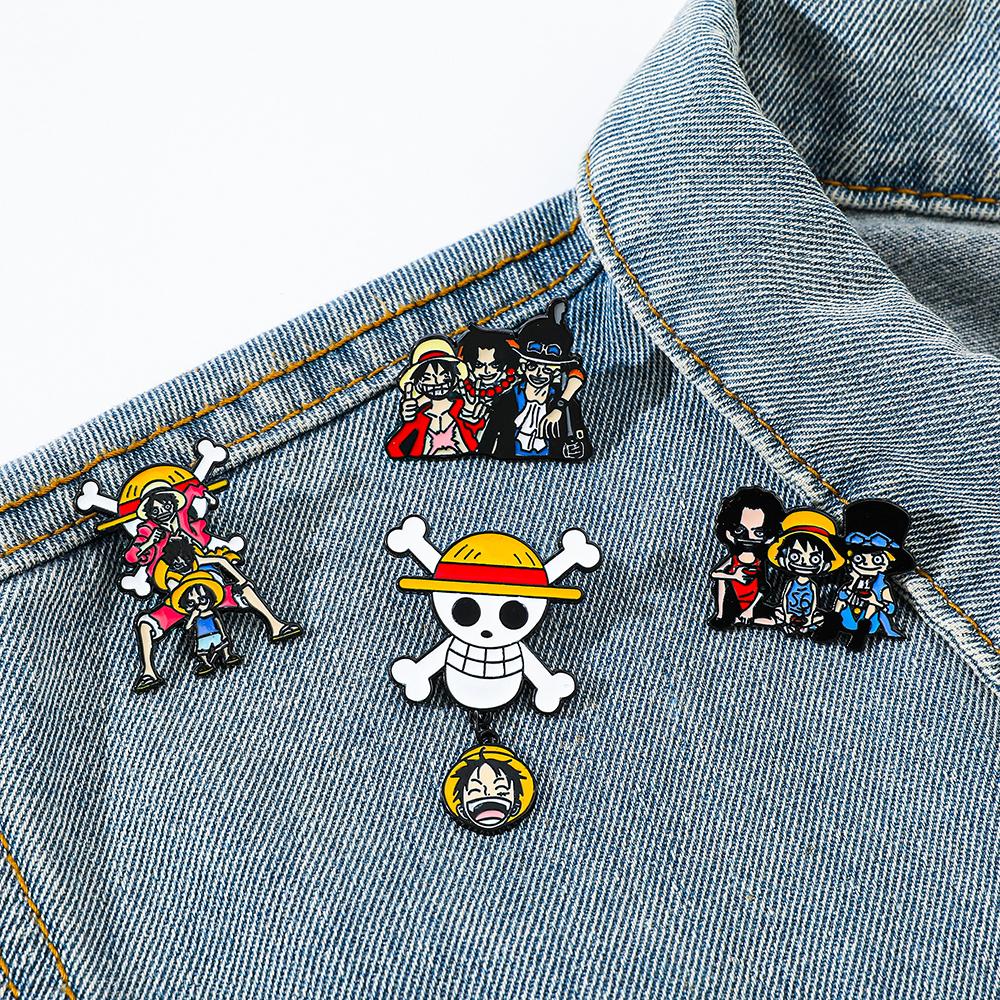 4 Pcs Childhood Cartoon Brooch Handsome Portgas·D· Ace Enamel Pin Metal Badge Jewelry Clothing Backpack Accessories Gift