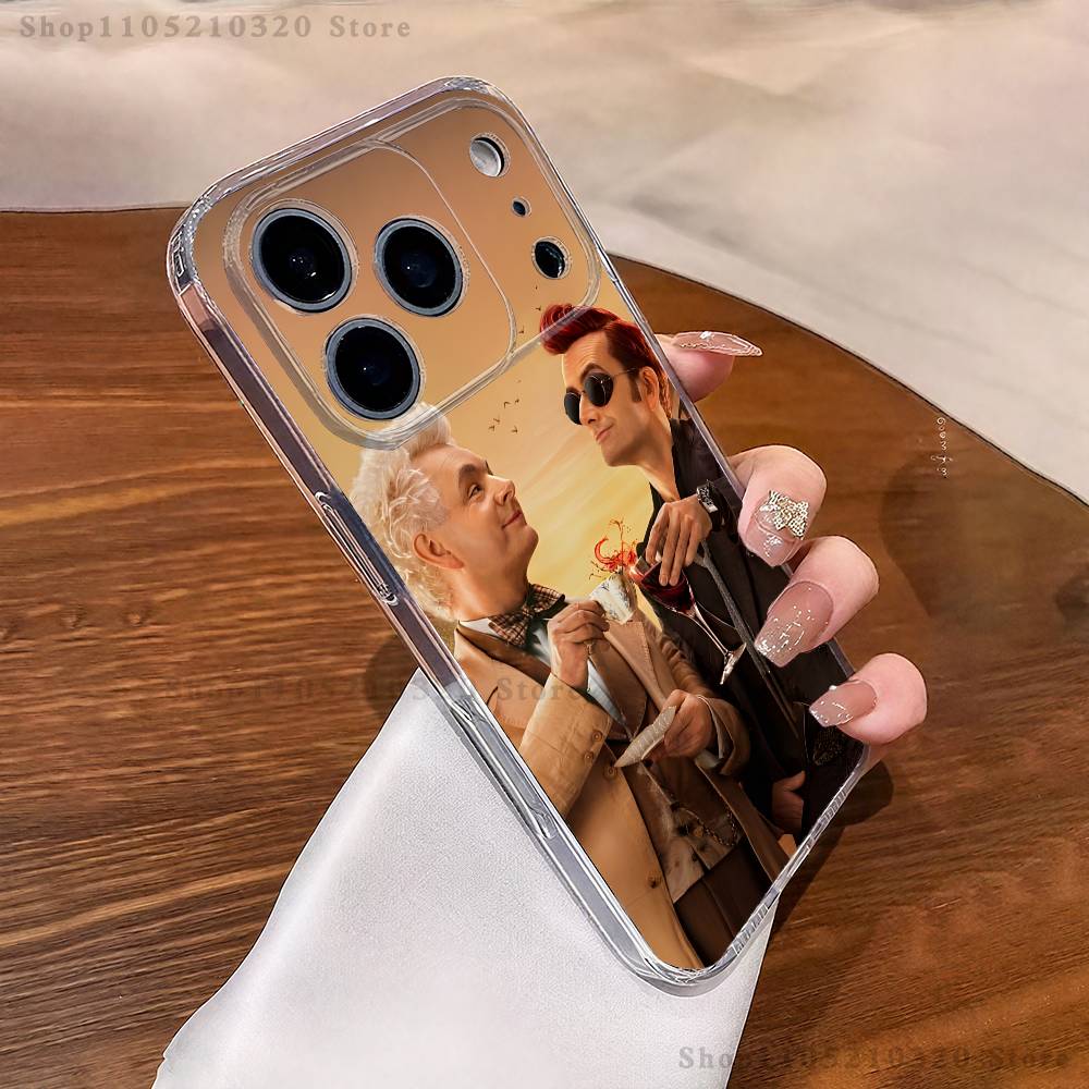 G-Good O-Omens ТВ   Чехол для телефона для iPhone 17,16,15,14,13,12,11 Pro,Max,Plus,X,XS,XR,SE4,E Mini Прозрачный мягкий чехол