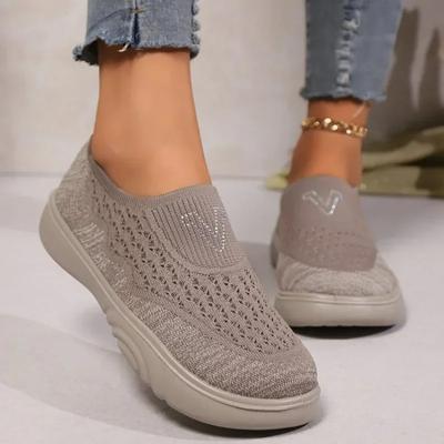 Женские туфли на плоской подошве, осенние, новые, с круглым носком, глубоким ртом, летающие, тканые, дышащие, с мягкой подошвой, нескользящие, без застежек, ленивые, тканевые туфли